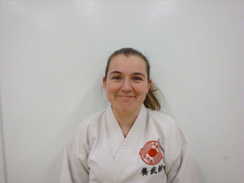 Sempai Jenny Rybie in her karate gi